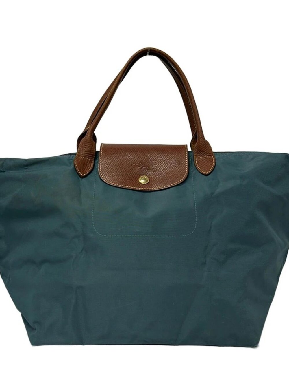 LONGCHAMP Le Preage Original Blue Gray Brown Nylon Leather Handbag